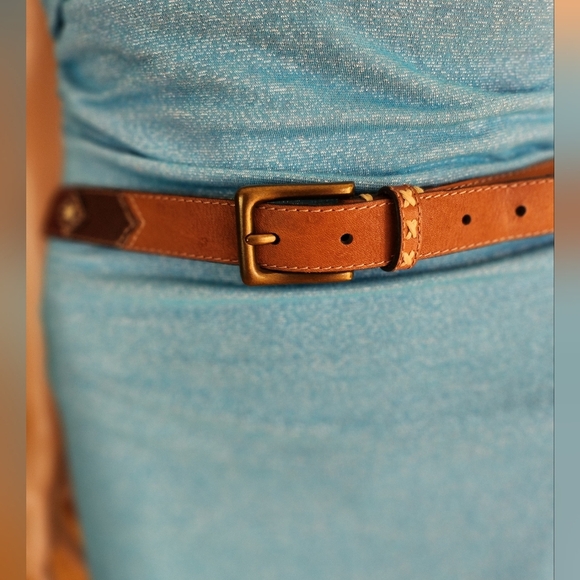 Rolfs Brown Leather Belt with Gold Buckle - Picture 1 of 11